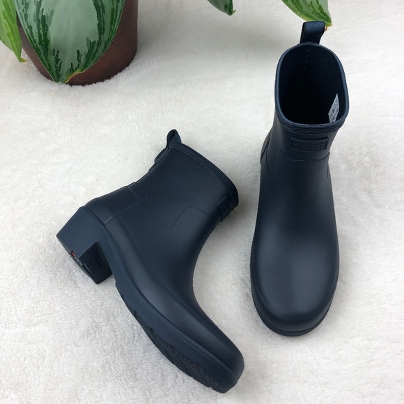hunter refined low heel ankle biker rain boots